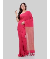 DESH BIDESH Women`s Khadi Cotton Handloom RupSagar Design Saree Without Blouse Piece(Pink)
